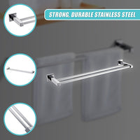 Double Classic Chrome Towel Bar Rail Bathroom