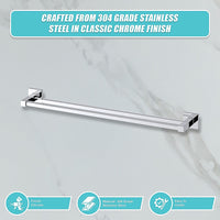 Double Classic Chrome Towel Bar Rail Bathroom