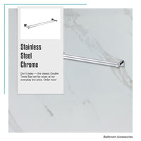 Double Classic Chrome Towel Bar Rail Bathroom