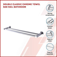 Double Classic Chrome Towel Bar Rail Bathroom