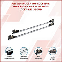 Universal Car Top Roof Rail Rack Cross Bar Aluminium Lockable 1350MM