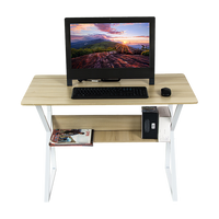 Wood & Metal Computer Desk with Shelf Home Office Furniture