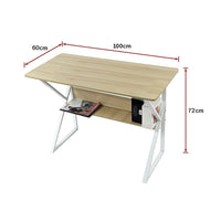 Wood & Metal Computer Desk with Shelf Home Office Furniture