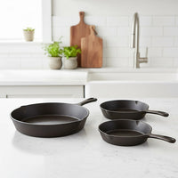 Pre Seasoned Cast Iron Skillet Fry Pan Set 3 Pcs Frying Pan Set