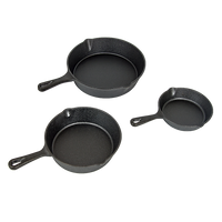 Pre Seasoned Cast Iron Skillet Fry Pan Set 3 Pcs Frying Pan Set