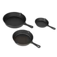 Pre Seasoned Cast Iron Skillet Fry Pan Set 3 Pcs Frying Pan Set