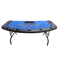 185cm Folded 7 Player Poker Blackjack Table Game Desk W/Cup Holder