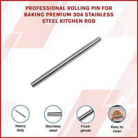 Professional Rolling Pin for Baking Premium 304 Stainless Steel Kitchen Rod