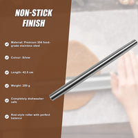 Professional Rolling Pin for Baking Premium 304 Stainless Steel Kitchen Rod