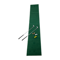 Golf Beer Pong Game Toy Set Green Golf Putting Matt with 2 Putters, 6 Balls