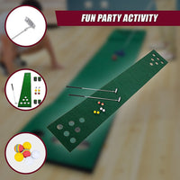 Golf Beer Pong Game Toy Set Green Golf Putting Matt with 2 Putters, 6 Balls