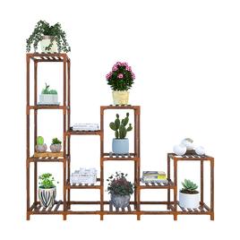 Indoor Outdoor Garden Plant Stand Planter Flower Pot Shelf Wooden Shelving - 12 Shelves