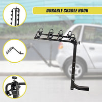 Premium 4-Bike Carrier Rack Hitch Mount Swing Down Bicycle Rack W/ 2" Receiver