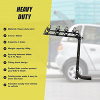 Premium 4-Bike Carrier Rack Hitch Mount Swing Down Bicycle Rack W/ 2" Receiver