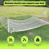 4m Traditional Cotton Rope Hammock with Hanging Hardware