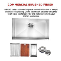 BRIENZ 32-inch Nano Workstation Ledge Undermount 16 Gauge Stainless Steel Kitchen Sink Single Bowl