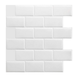 Tiles 3D Peel and Stick Wall Tile Subway White (30 x 30cm x 10 sheets)