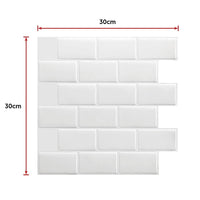 Tiles 3D Peel and Stick Wall Tile Subway White (30 x 30cm x 10 sheets)
