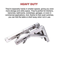 2x 20" Stainless Steel Folding Table Bracket Shelf Bench 50kg Load Heavy Duty