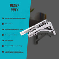 2x 20" Stainless Steel Folding Table Bracket Shelf Bench 50kg Load Heavy Duty