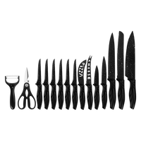 Kitchen 17 Pc Knife Set w/ Block & Sharpener Chef Bread Steak Knives