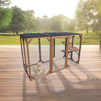 180cm Large Cat Enclosure Wooden Outdoor Cage with 3 Platforms