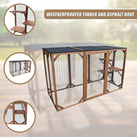 180cm Large Cat Enclosure Wooden Outdoor Cage with 3 Platforms