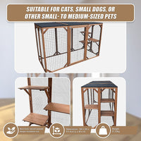 180cm Large Cat Enclosure Wooden Outdoor Cage with 3 Platforms