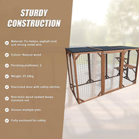 180cm Large Cat Enclosure Wooden Outdoor Cage with 3 Platforms