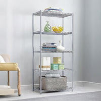 5 Tier Silver Metal Storage Rack Shelving Wire Shelf