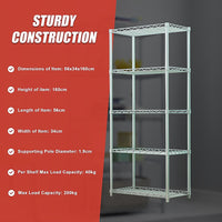 5 Tier Silver Metal Storage Rack Shelving Wire Shelf