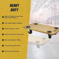 200kg Heavy Duty Hand Dolly Furniture Wooden Trolley Cart Moving Platform Mover