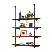 Wall Shelves Display Bookshelf Industrial DIY Pipe Shelf Rustic Brackets