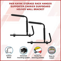 Pair Kayak Storage Rack Hanger Supporter Carrier Surfboard Holder Wall Bracket