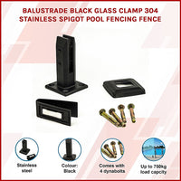 Balustrade Black Glass Clamp 304 Stainless Spigot Pool Fencing Fence