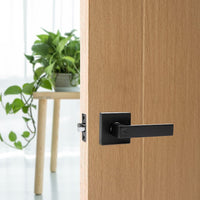 Door Handle Set Lever Privacy Function Square Black