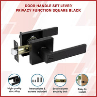 Door Handle Set Lever Privacy Function Square Black