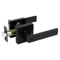 Door Handle Set Lever Privacy Function Square Black