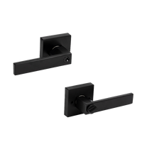 Door Handle Set Lever Key Lock Function Square Black