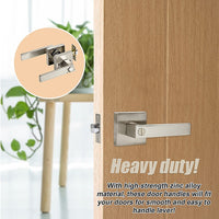 Door Handle Set Lever Privacy Function Square Satin Nickel