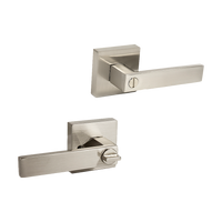 Door Handle Set Lever Privacy Function Square Satin Nickel