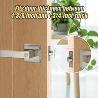 Door Handle Set Lever Privacy Function Square Satin Nickel