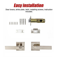 Door Handle Set Lever Privacy Function Square Satin Nickel