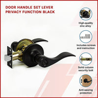 Door Handle Set Lever Privacy Function Black