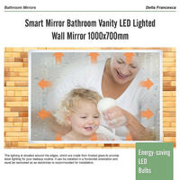 Smart Mirror Bathroom Vanity LED Lighted Wall Mirror 1000x700mm