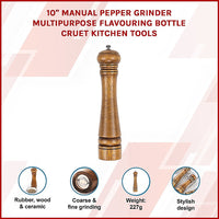 10" Manual Pepper Grinder Multipurpose Flavouring Bottle Cruet Kitchen Tools