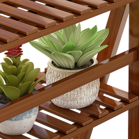 Plant Stand Outdoor Indoor Garden Wood Bamboo Shelf Folding 100CM Length