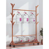 Portable Clothes Rack Coat Garment Stand Bamboo Rail Hanger Airer Closet