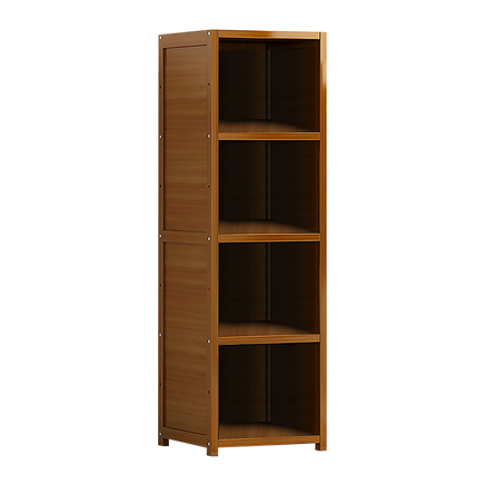 Bamboo 4-Shelf Bookcase – Adjustable Display Storage Rack Stand for Living Room, Bedroom, Office or Home Organisation