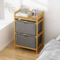 Bamboo Shelf with Storage Hamper - Wooden Bamboo Removable Bags